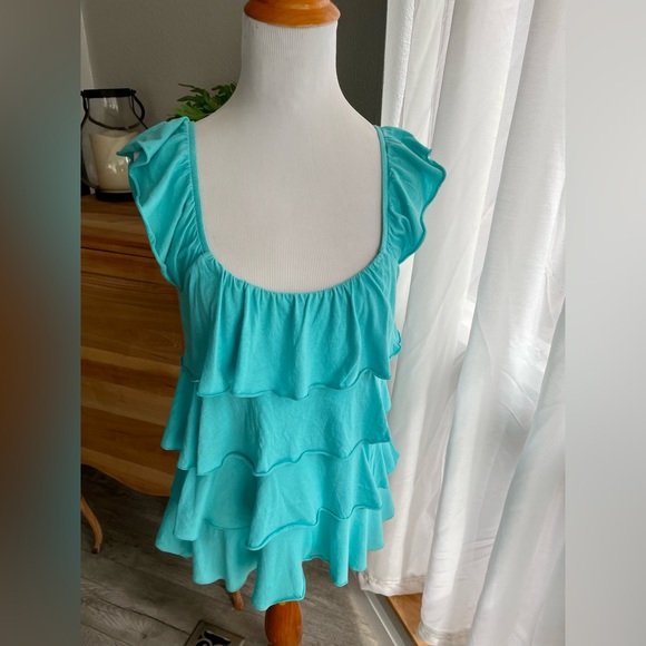 Express Turquoise Ruffled Tank Top- Size Small - Picture 7 of 8
